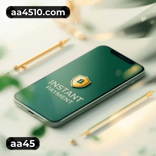 App aa45 para iOS e Android — interface mobile, login biométrico e PIX integrado